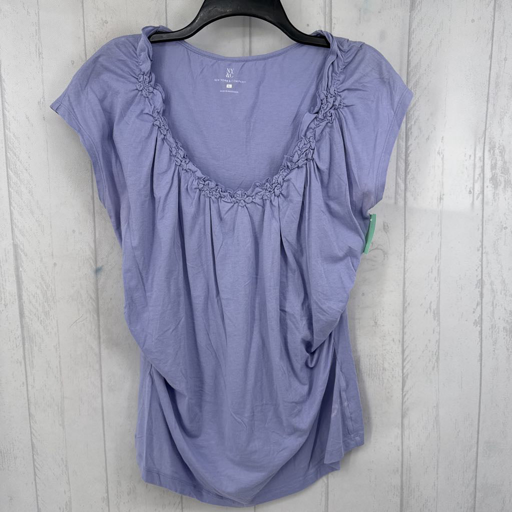 XL ruched neckline cap slv tee