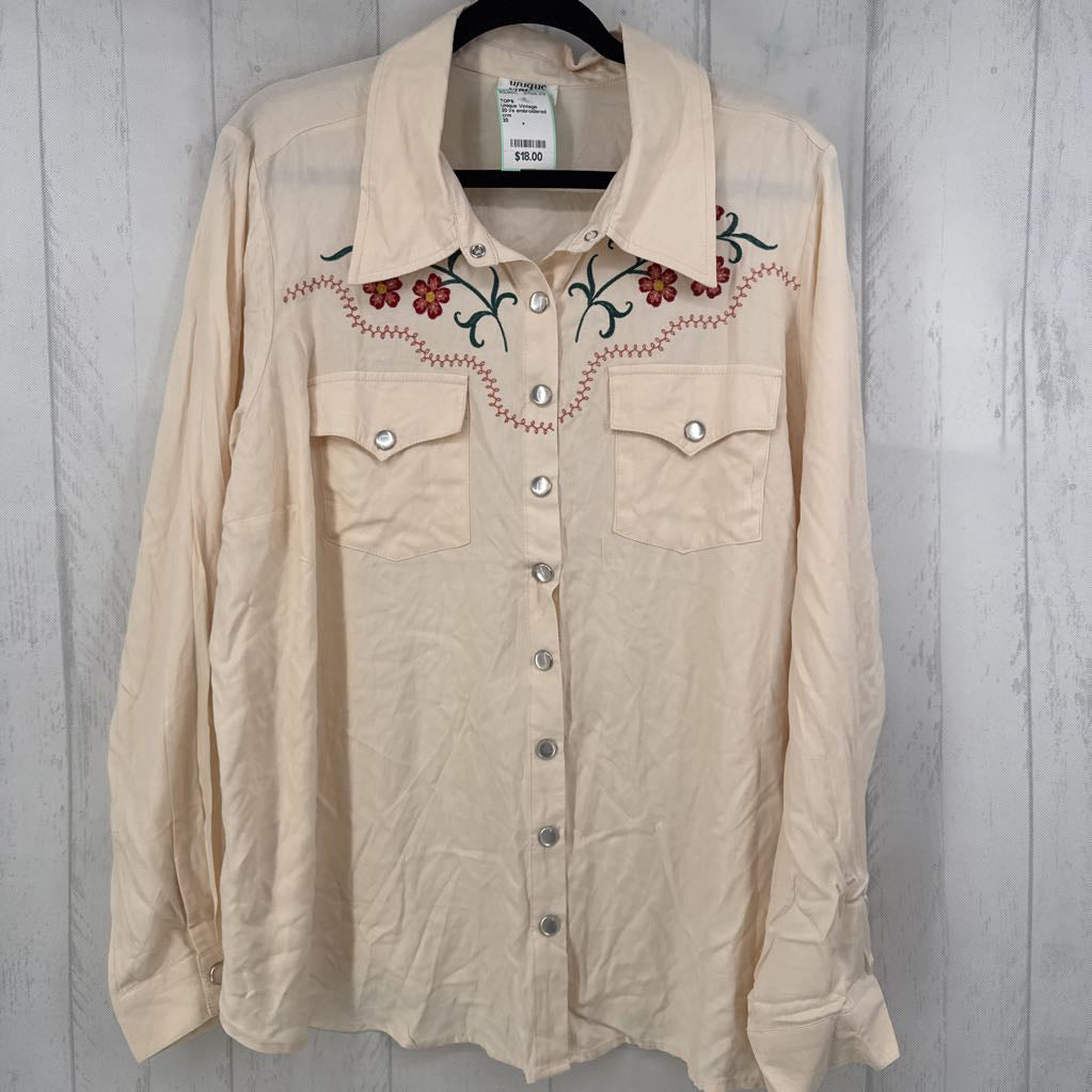 20 l/s embroidered snap closure shirt