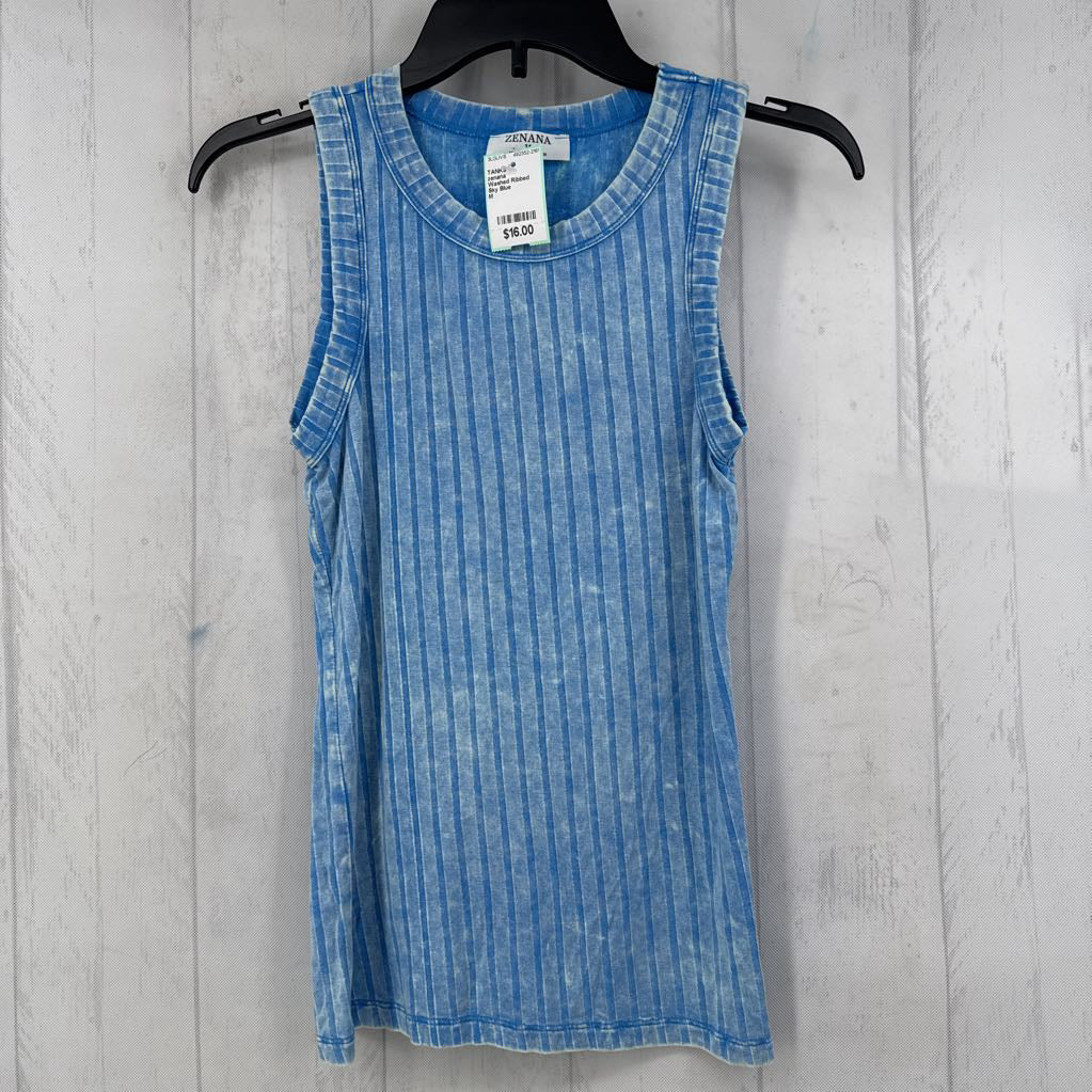 Washed Ribbed Stretch Sleeveless Tank