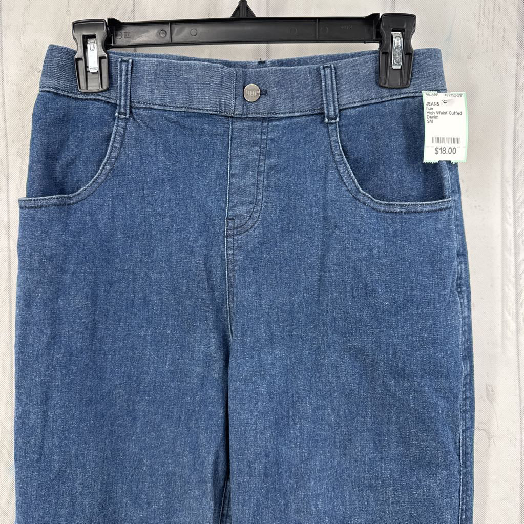 High Waist Cuffed Straight Leg Jeans