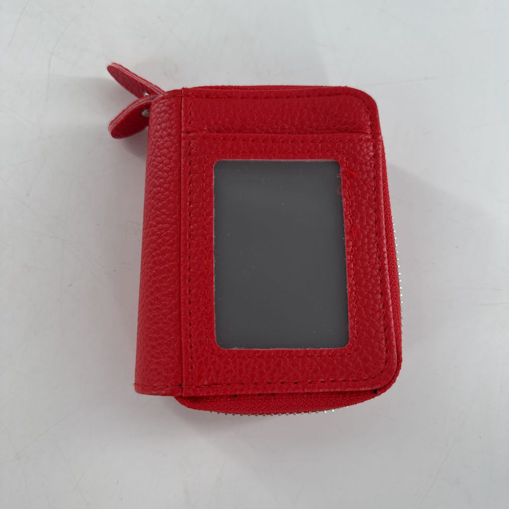 vegan leather zip-around card holder