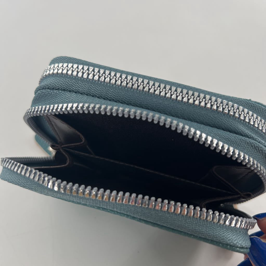 vegan leather zip-around card holder
