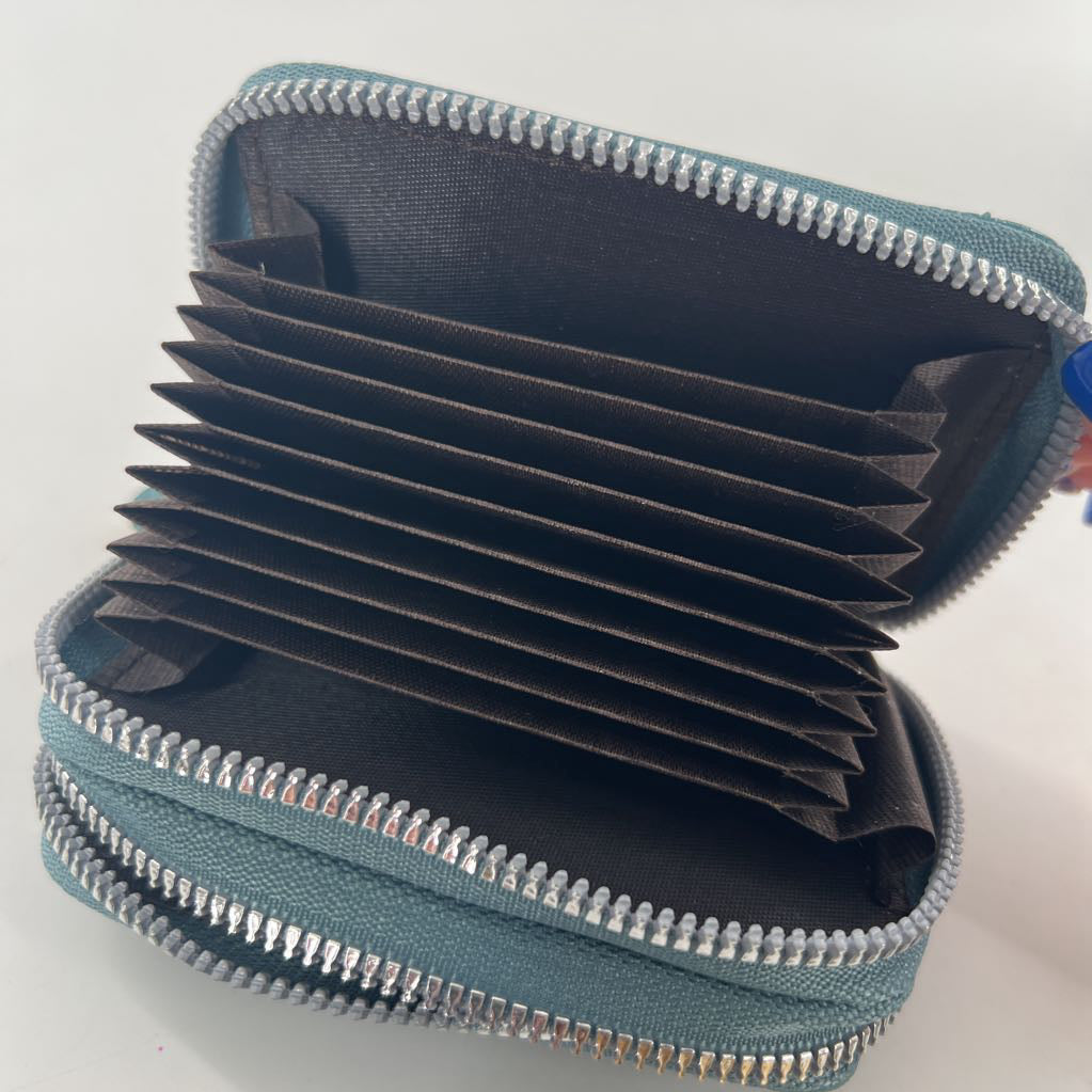vegan leather zip-around card holder