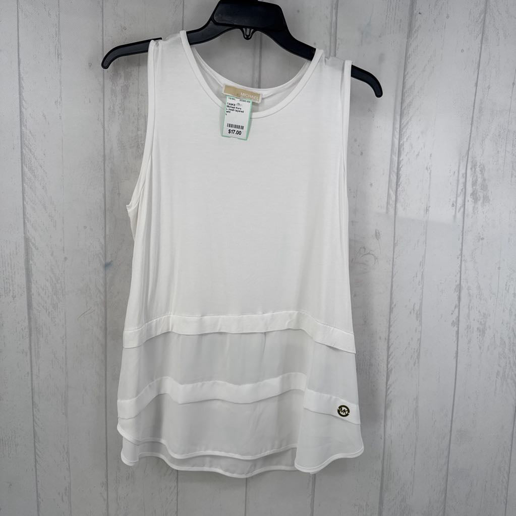 L mesh layered round neck tank
