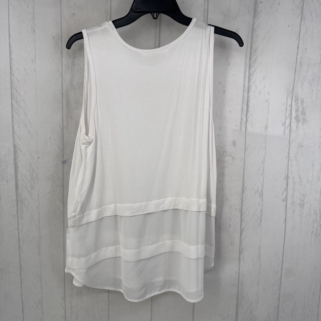 L mesh layered round neck tank
