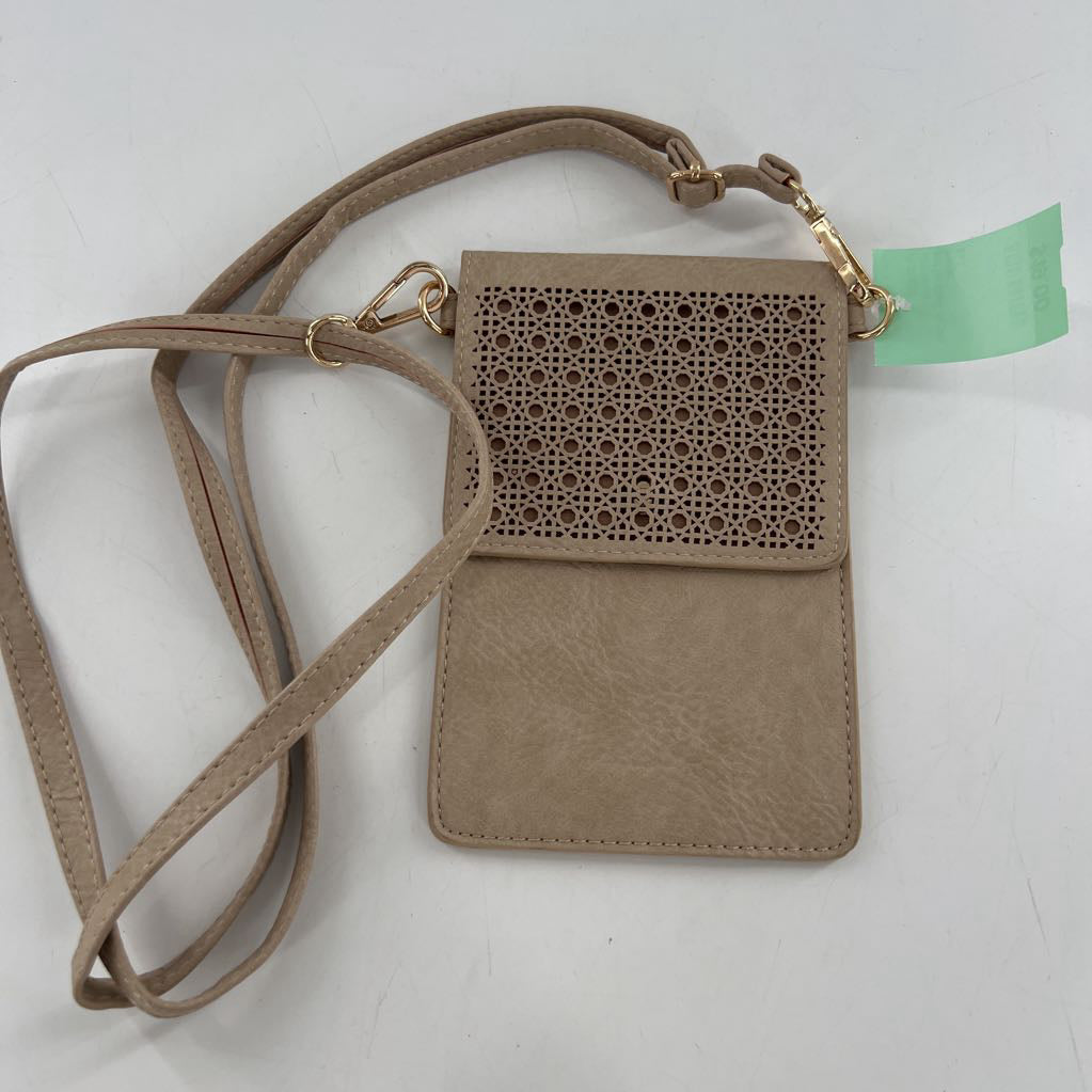 perforated vegan leather slim crossbody