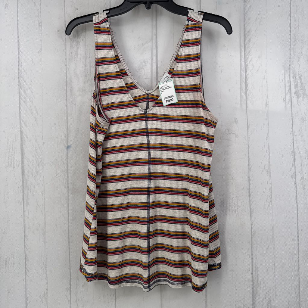 M ribbed striped v-neck tank