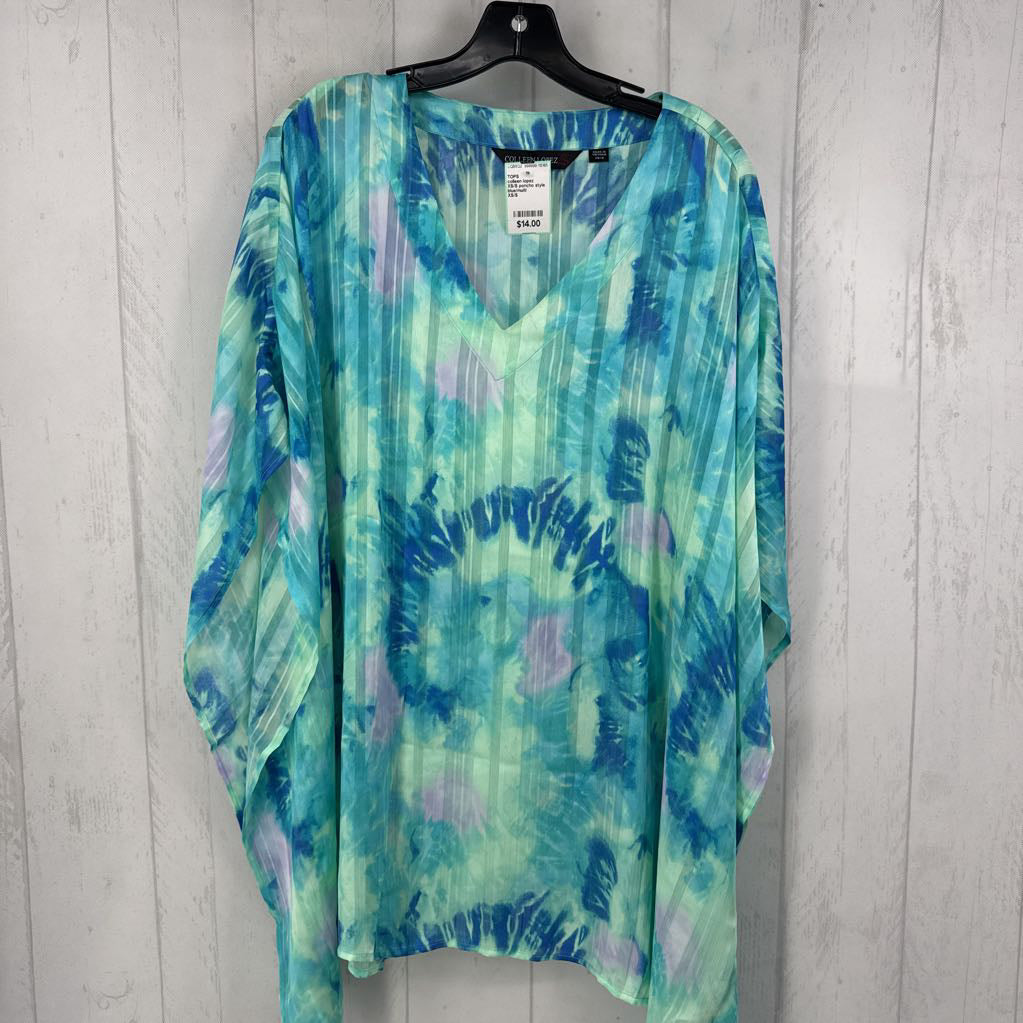 XS/S poncho style tie-dye sheer top