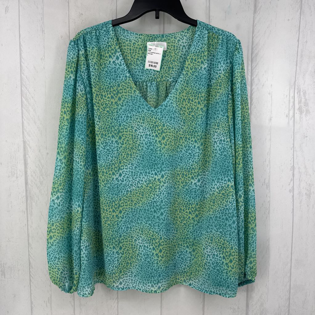 L l/s animal print v-neck top