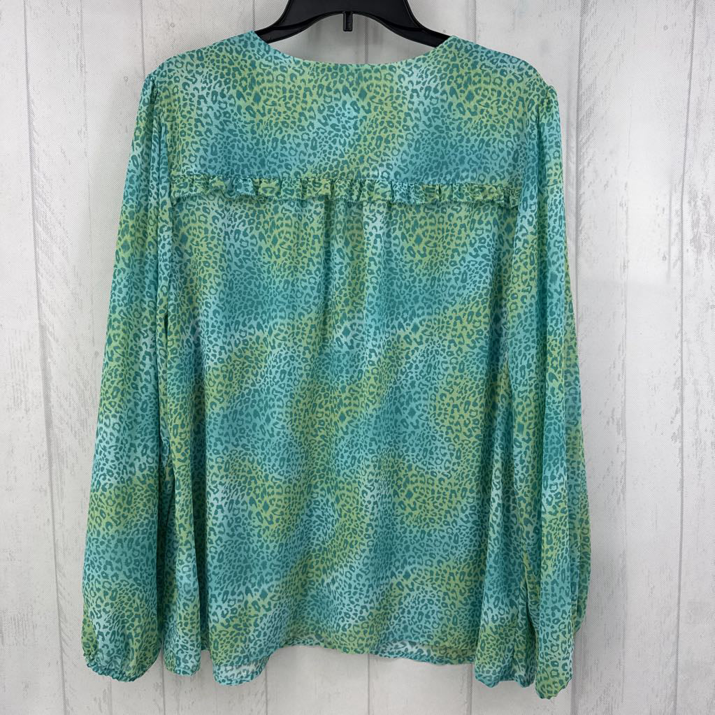 L l/s animal print v-neck top