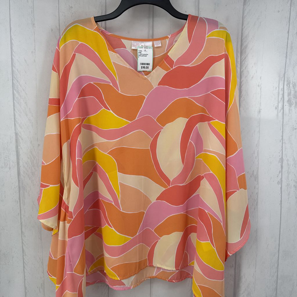 L print poncho style top