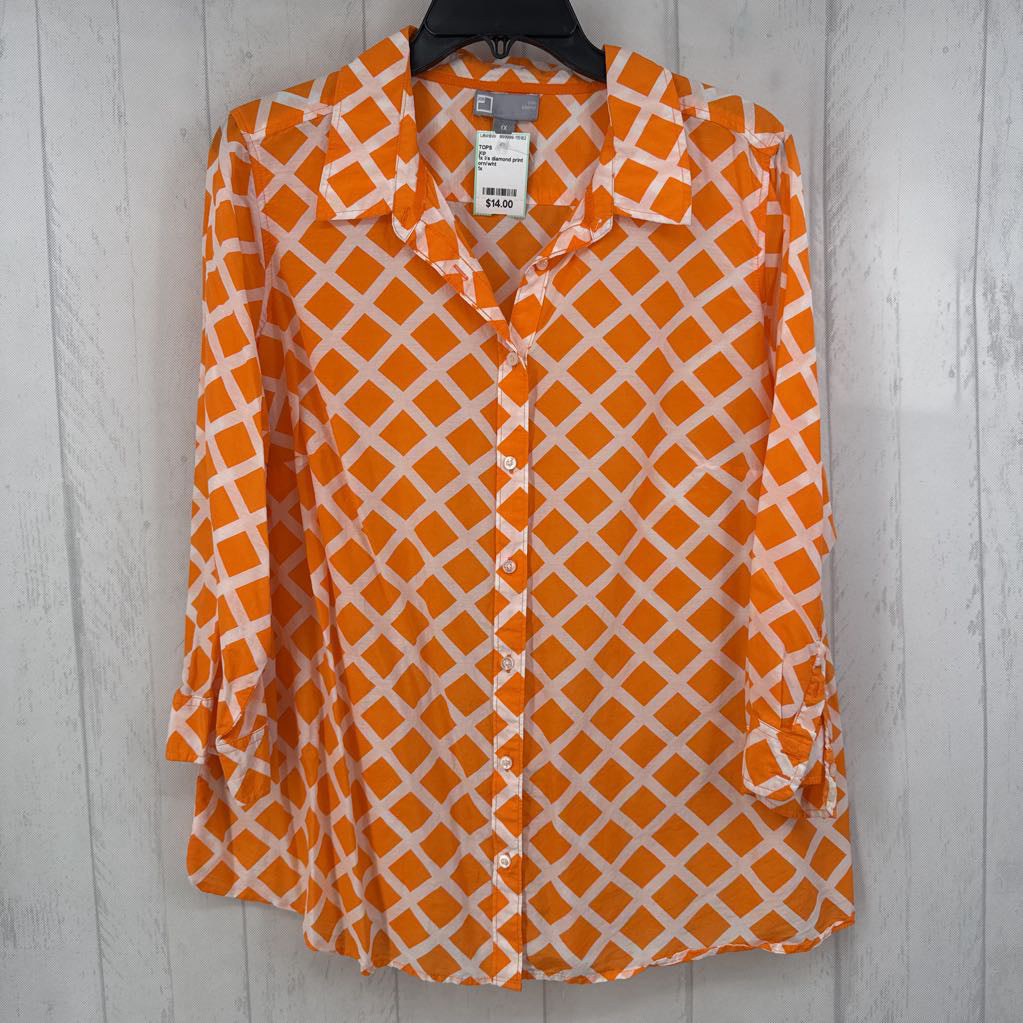 1x l/s diamond print button shirt