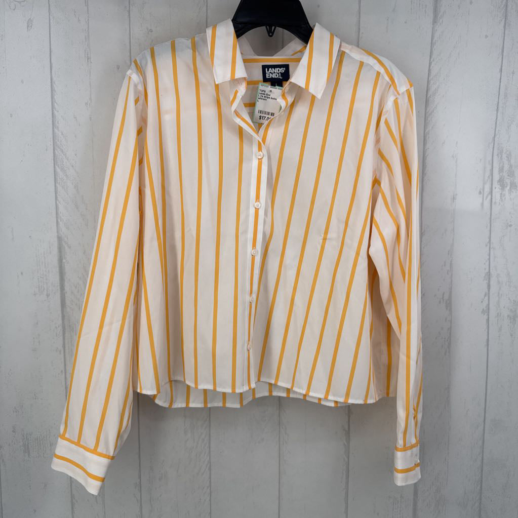 L l/s stripe button crop shirt