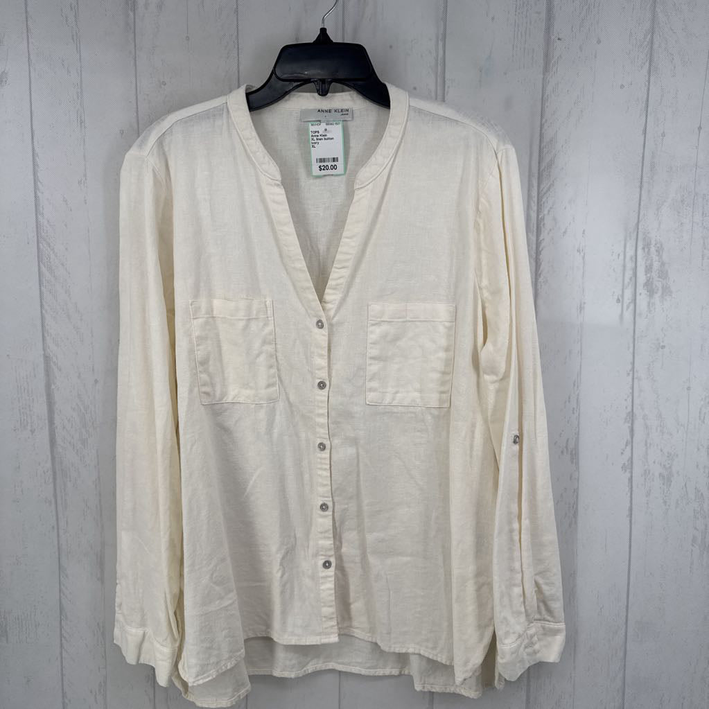XL linen button down l/s top