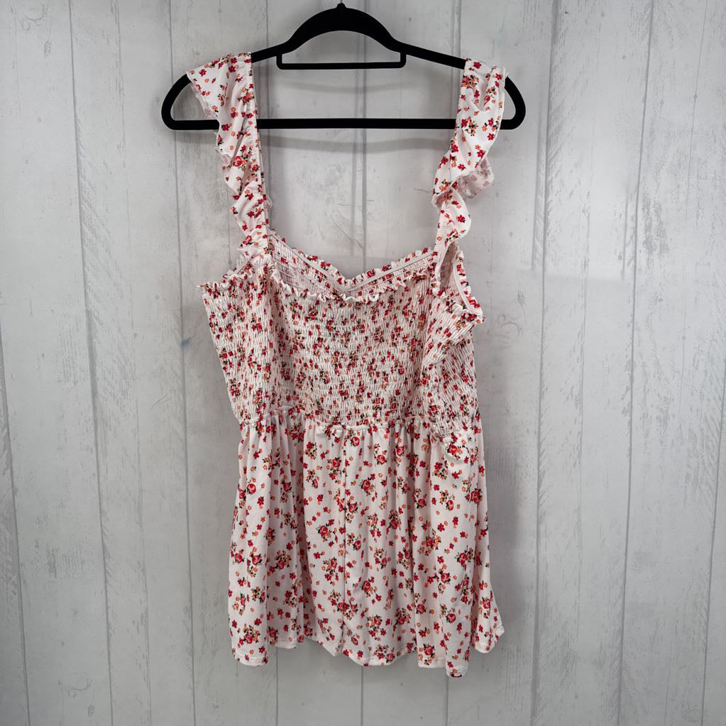 3X flo print smocked tank