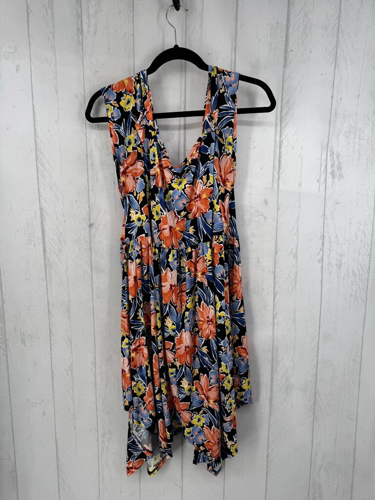 2XL flo print crossover slvls dress