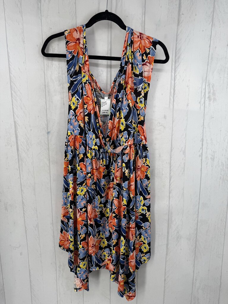 2XL flo print crossover slvls dress