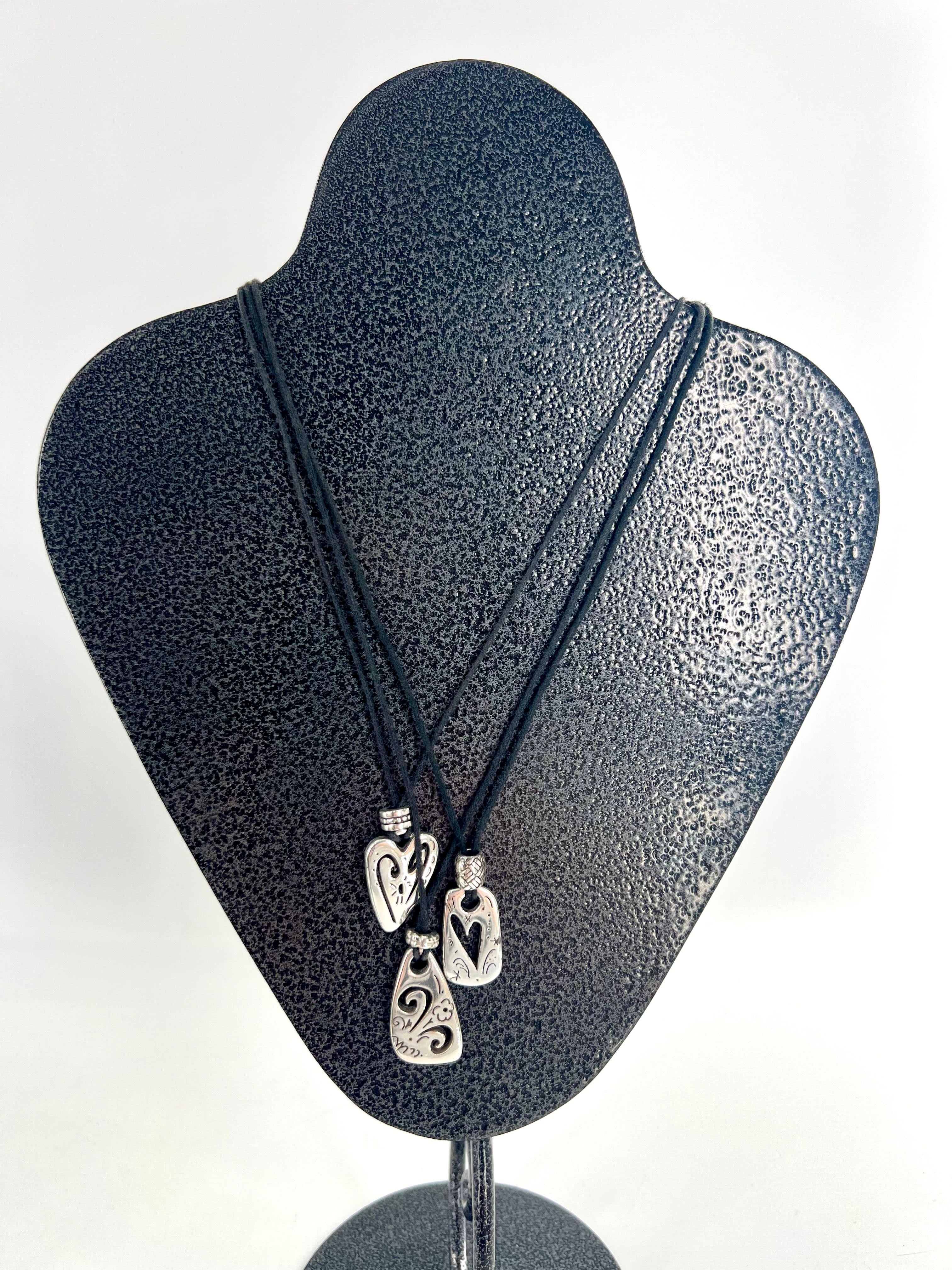 black corded multi charm necklace