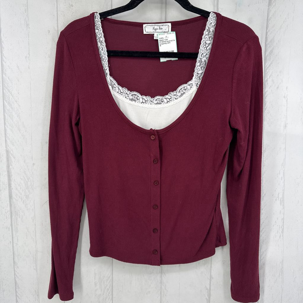 M ribbed layered l/s top