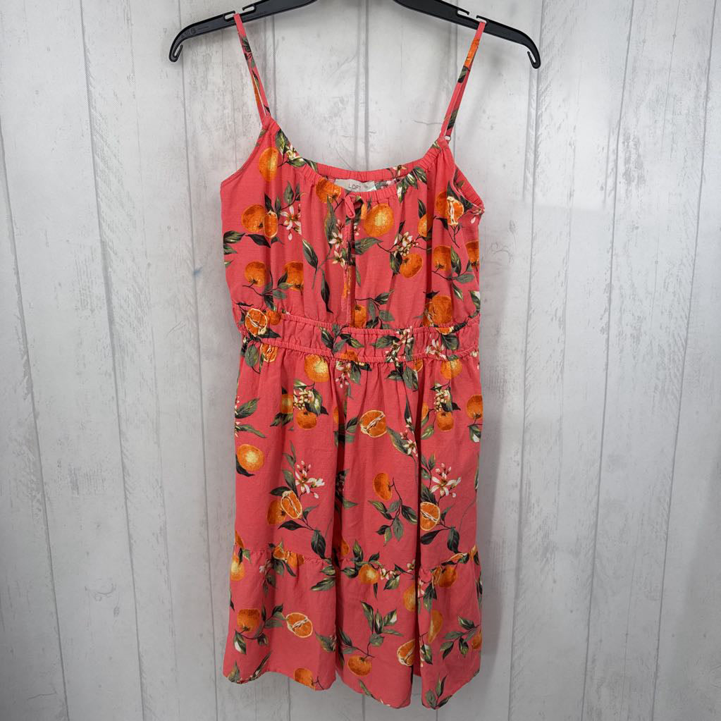 M linen orange print sundress