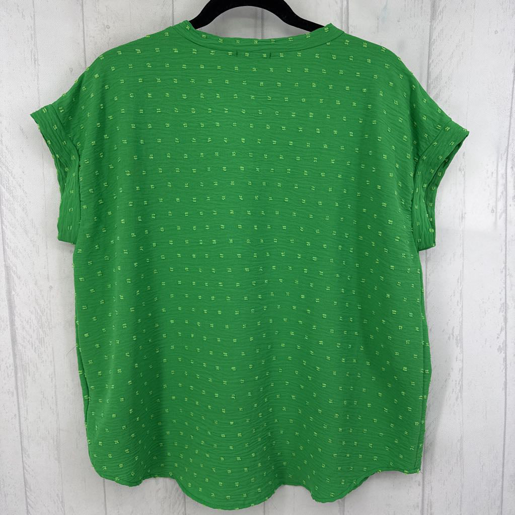 S swiss dot v-neck s/s top