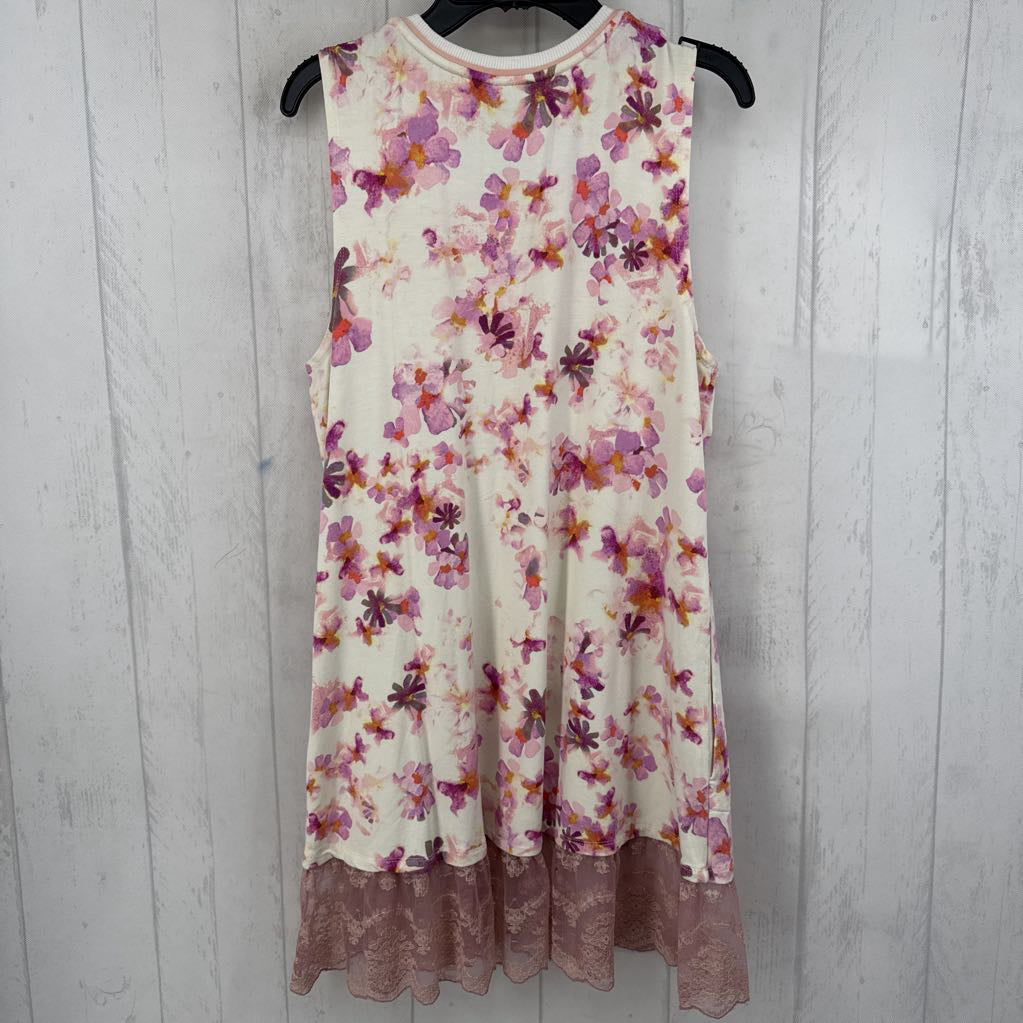 M flo print lace hem swing tank