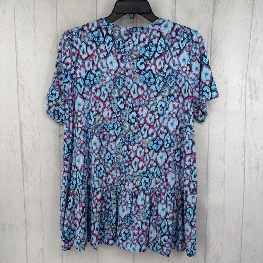 M colorful animal print s/s peplum top