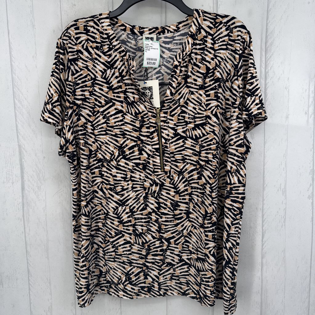 R59 XL printed 1/2 zip s/s top