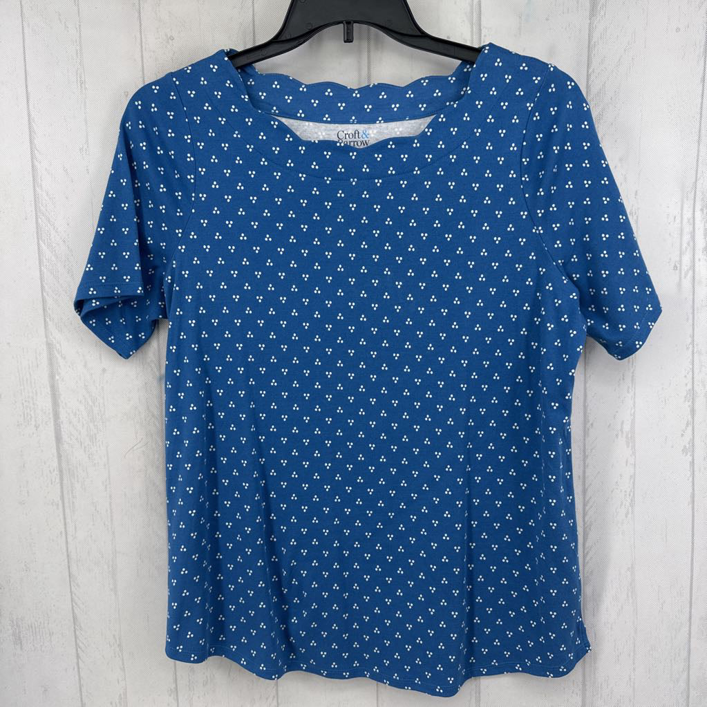 OX printed scalloped neck s/s tee