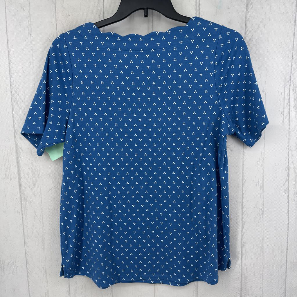 OX printed scalloped neck s/s tee