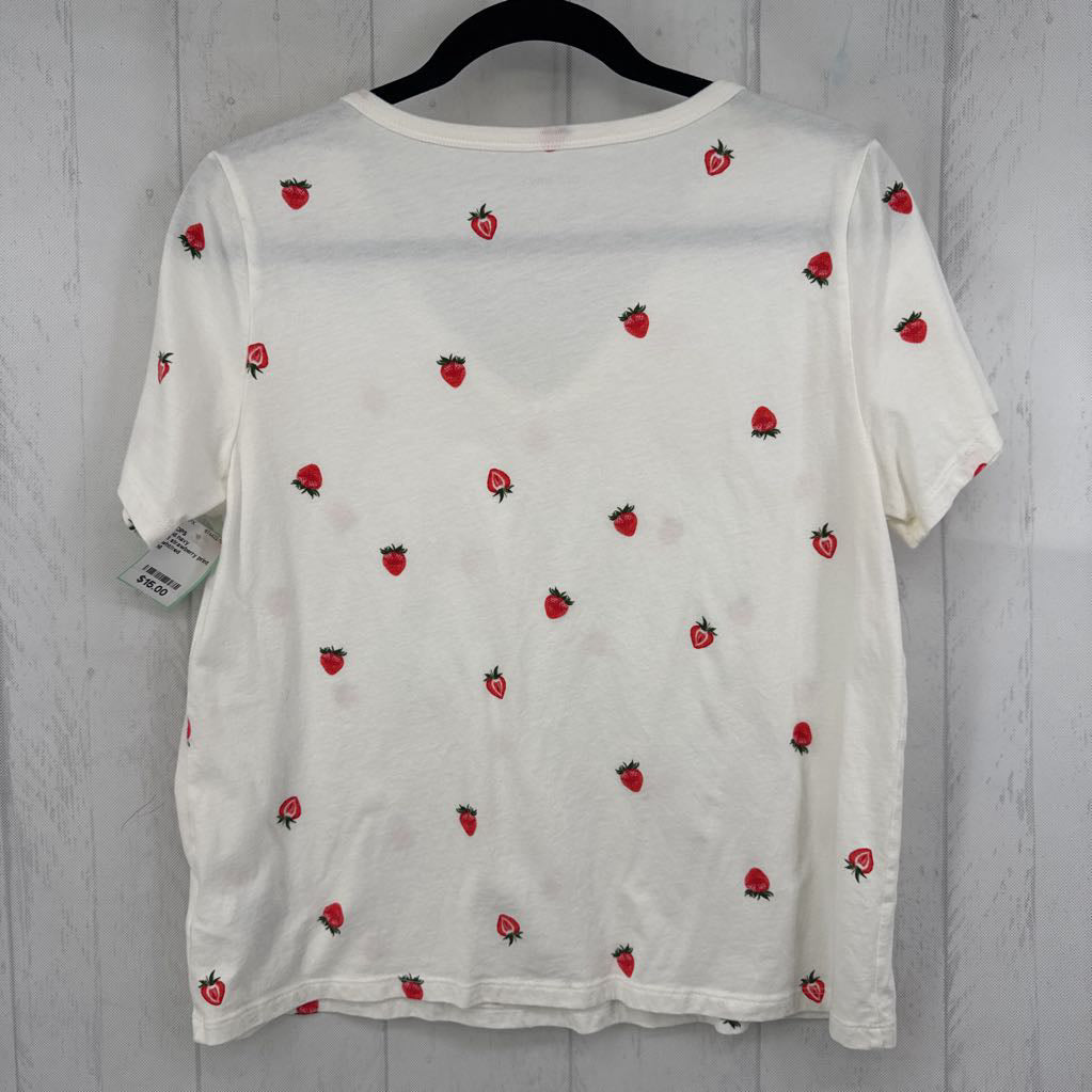 M strawberry print v-neck s/s tee