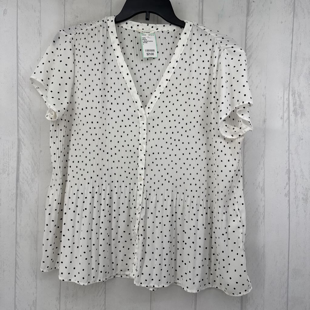 L pleated button down s/s top