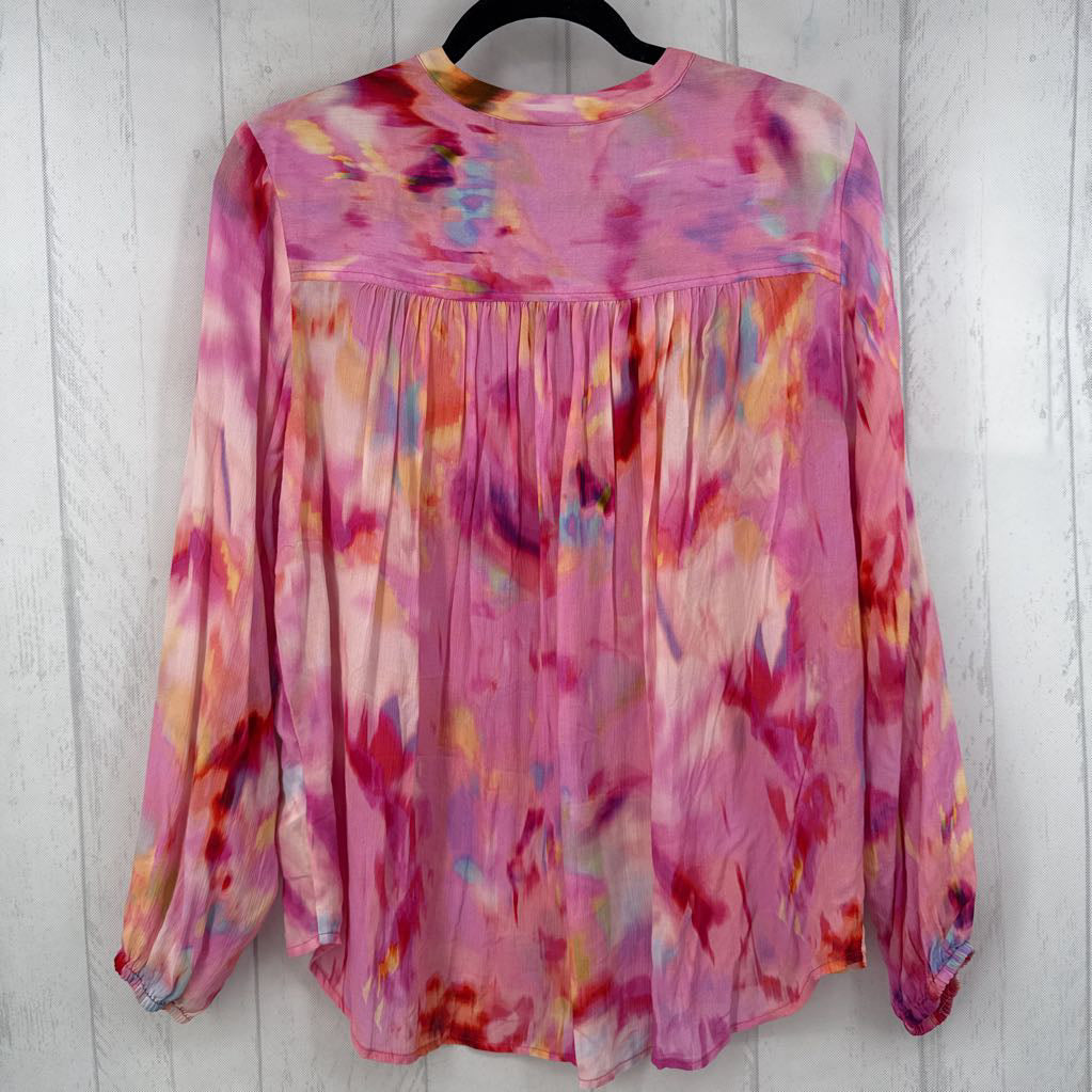 M printed button down l/s top
