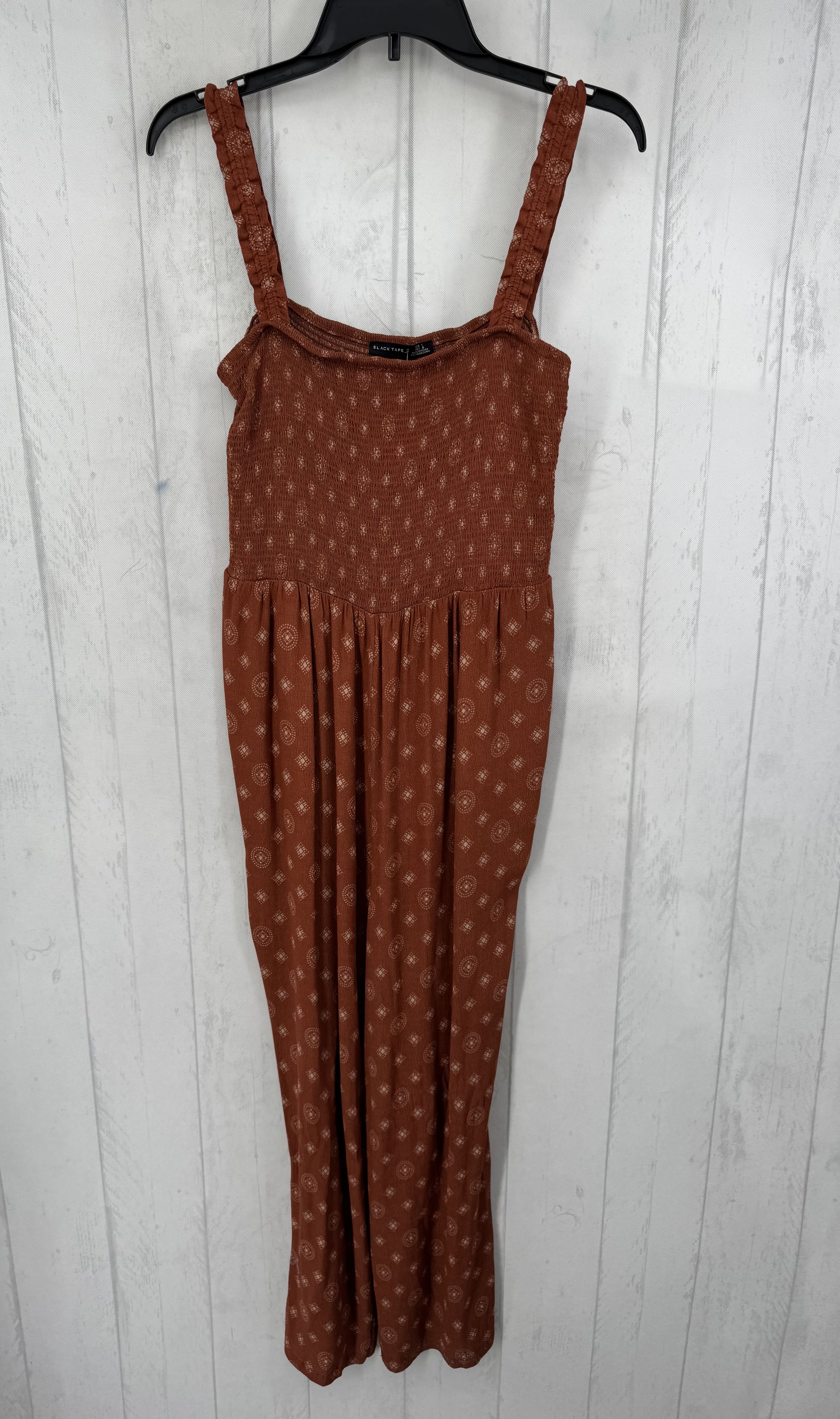 L printed smocked slvls jumpsuit
