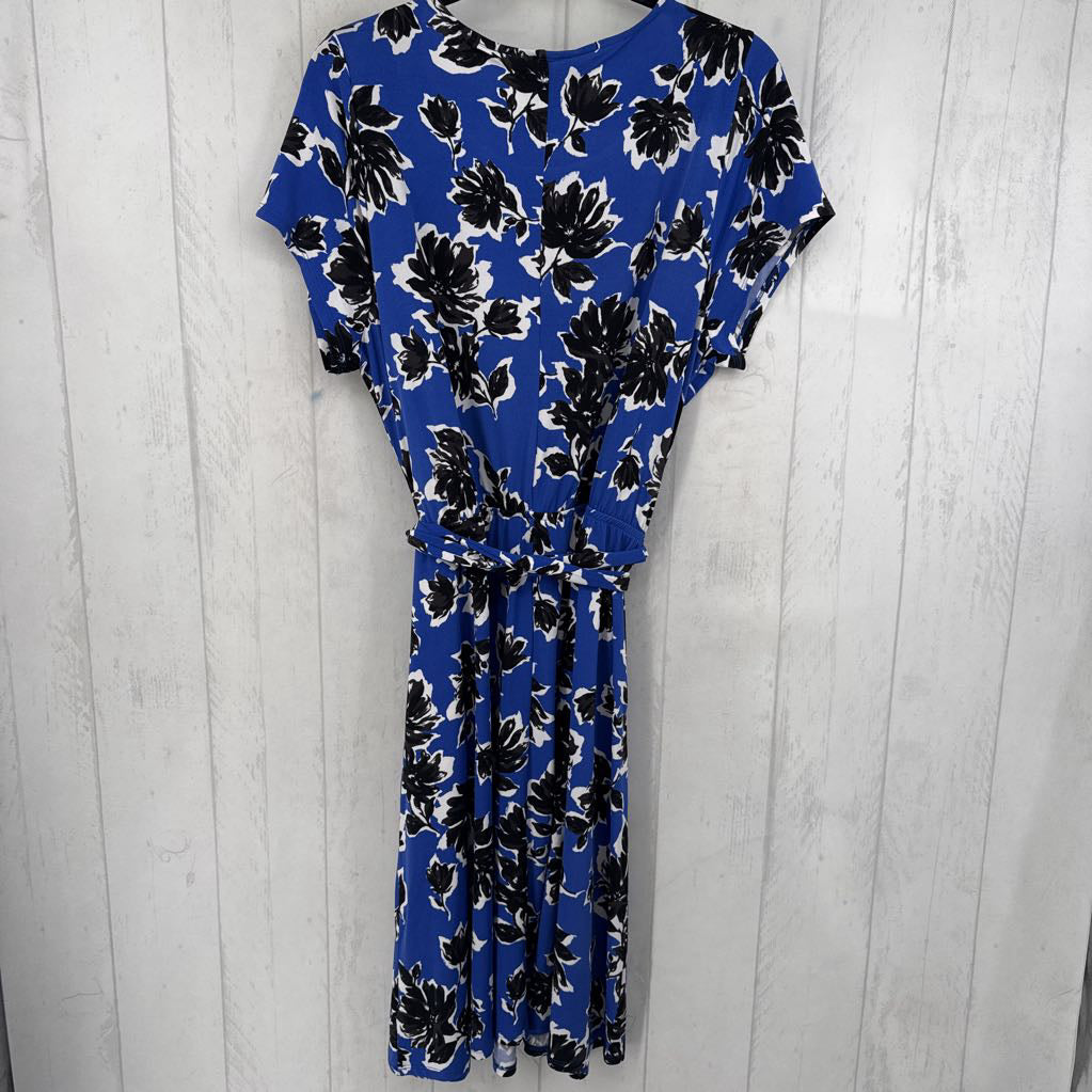 14/16 round neck flo print belted s/s dress