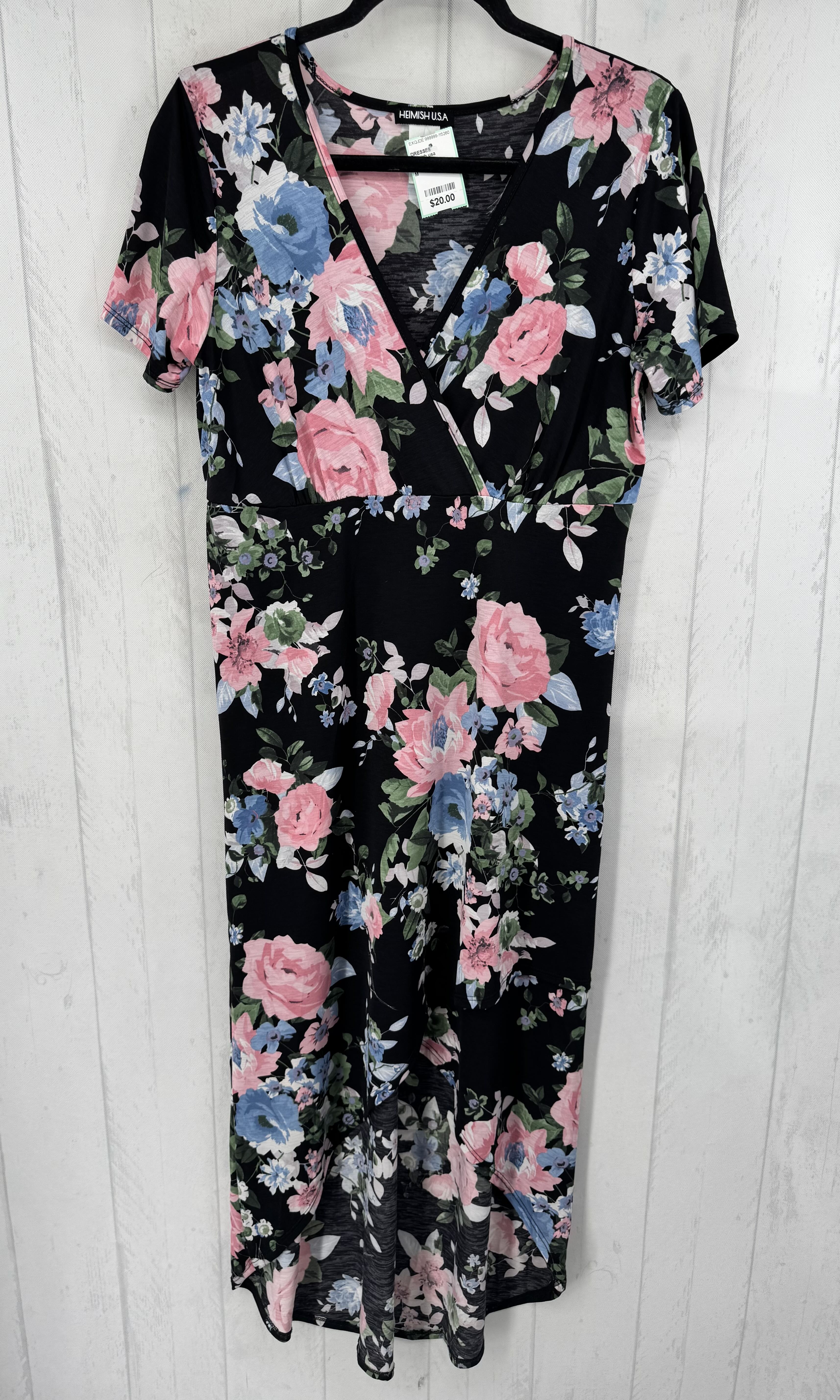 M flo print crossover hi-lo dress