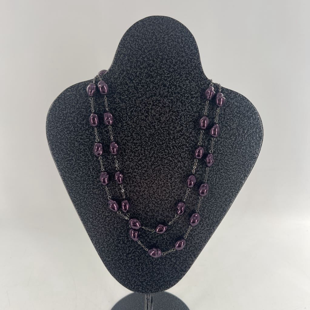 10" purple pearl double strand necklace