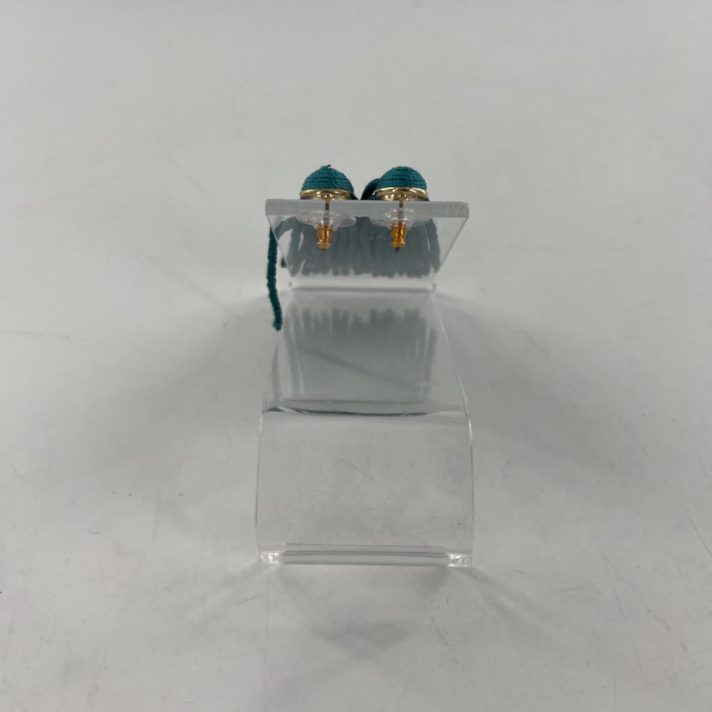 teal tassle earrings