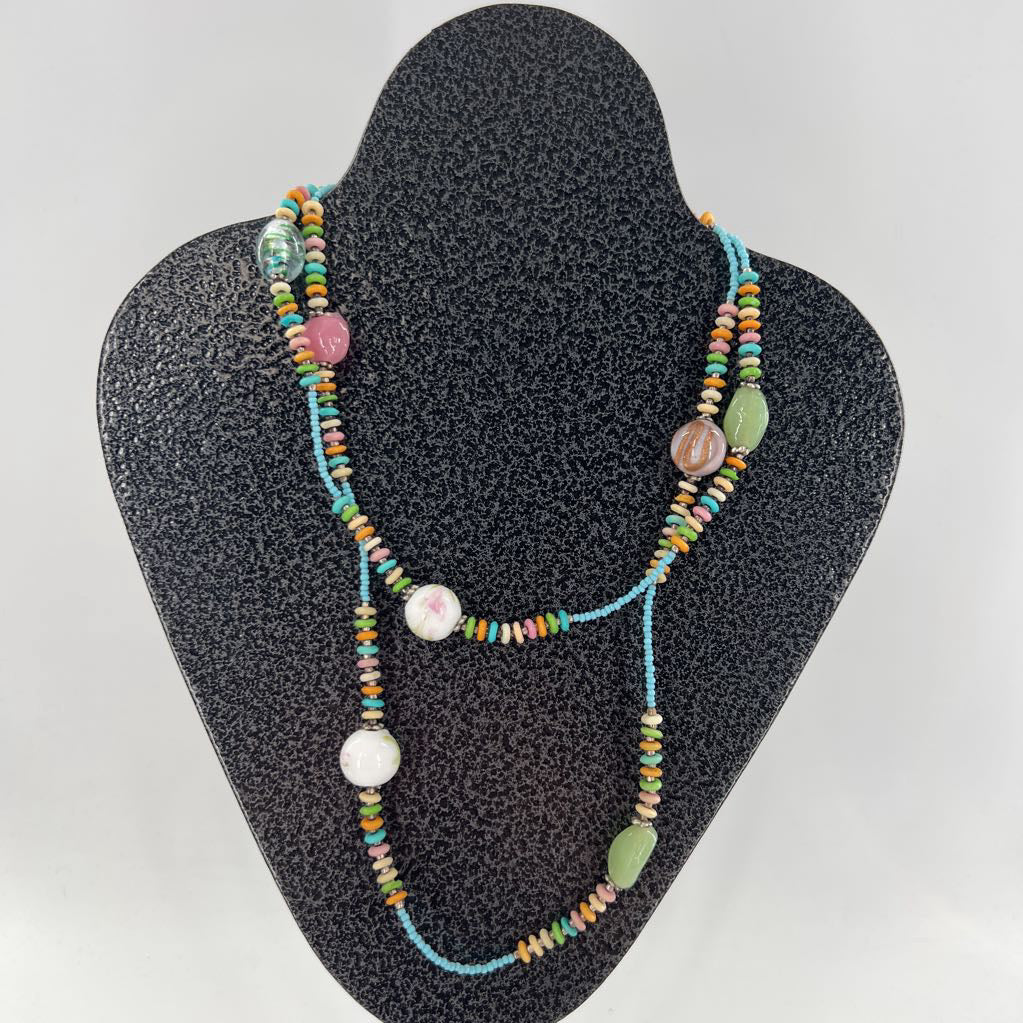 colorful beaded long necklace