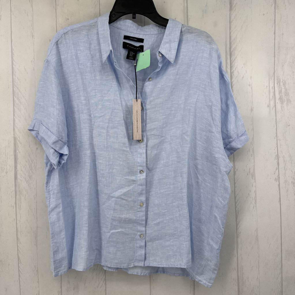 XL linen button down s/s top
