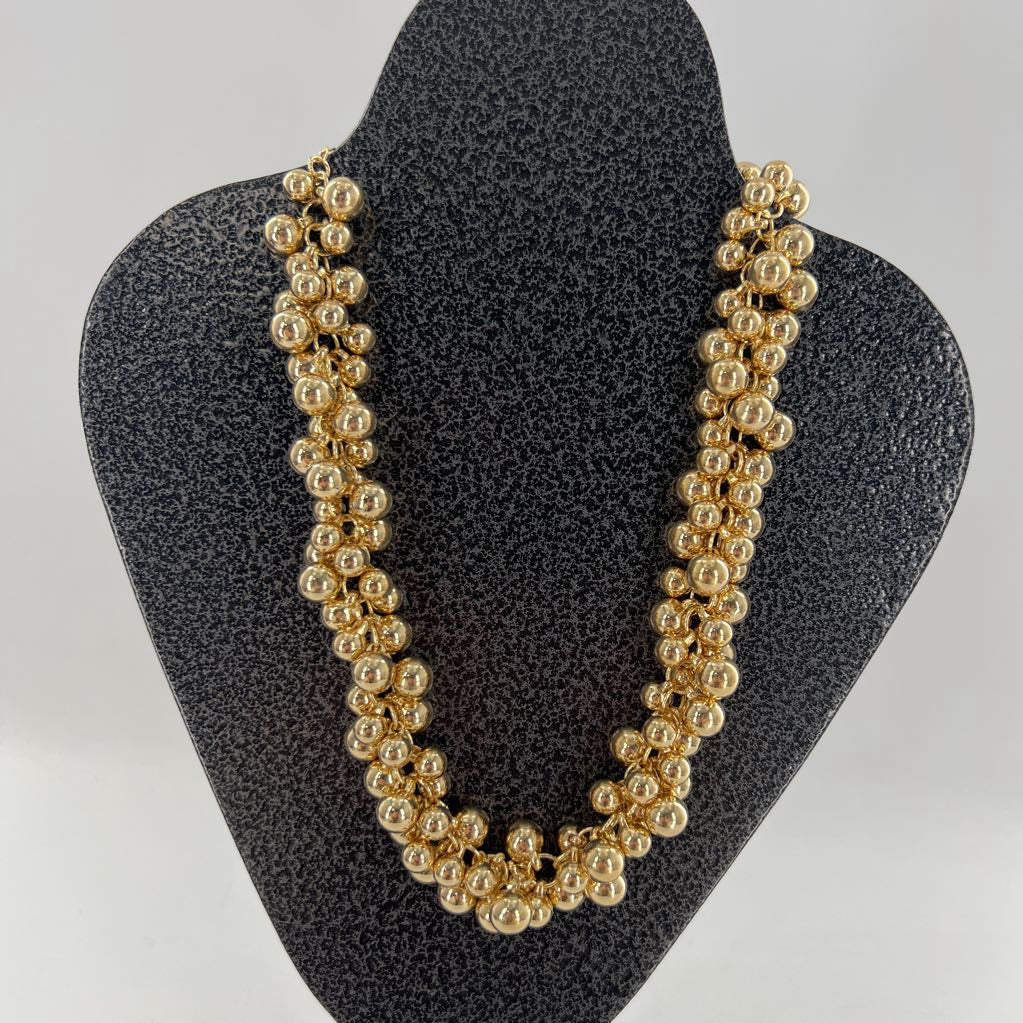 gold cluster beaded necklace