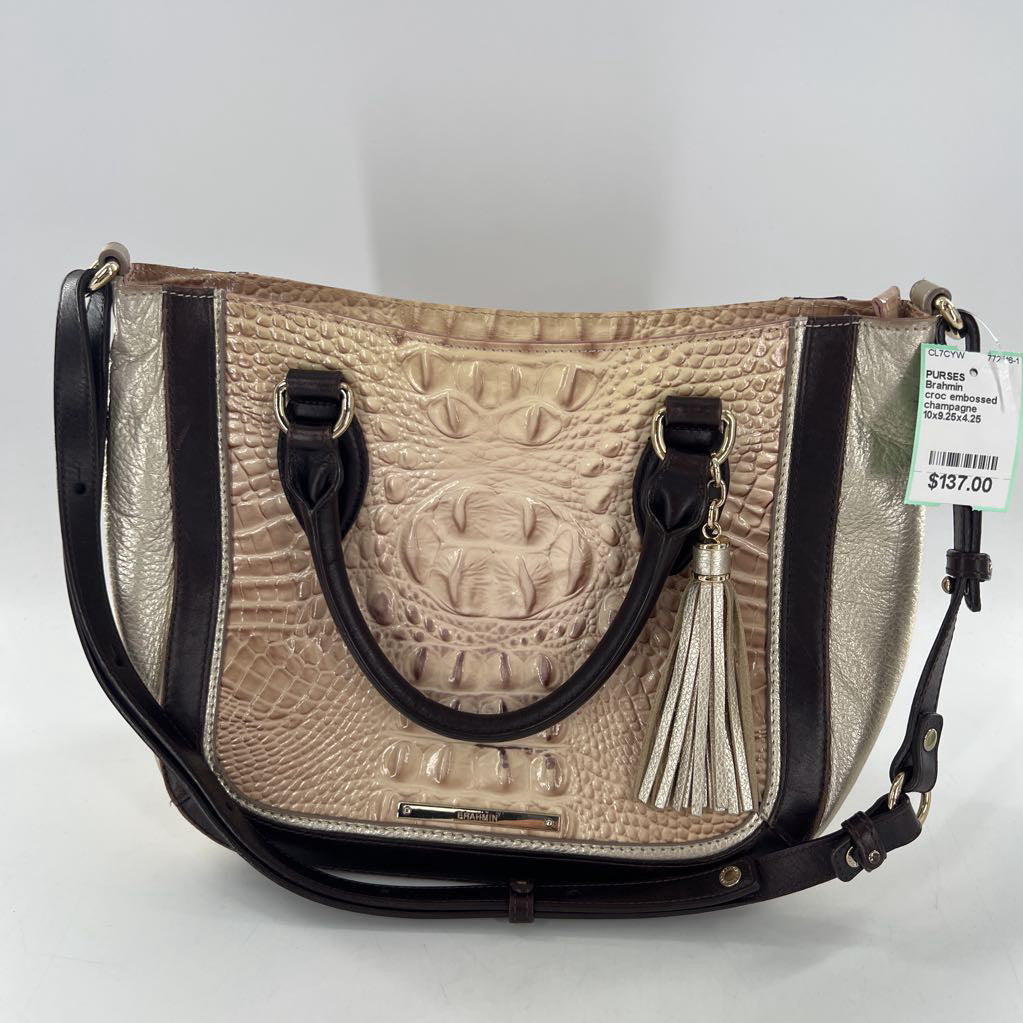 croc embossed tassel satchel