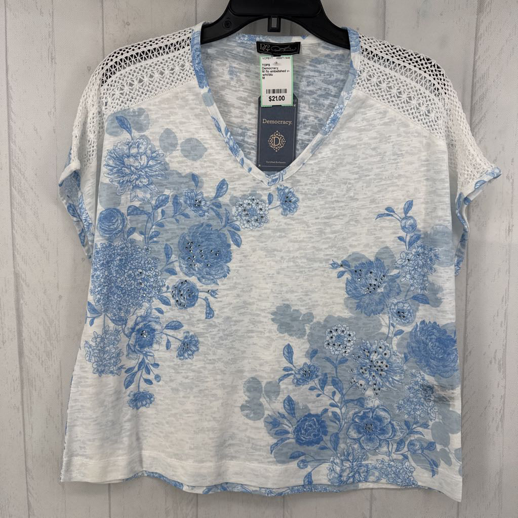 M flo embelished v-neck s/s top
