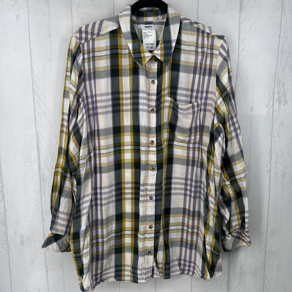 4X plaid button down l/s top