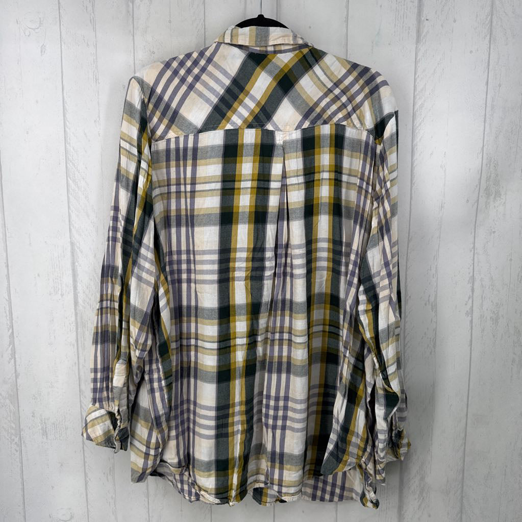 4X plaid button down l/s top