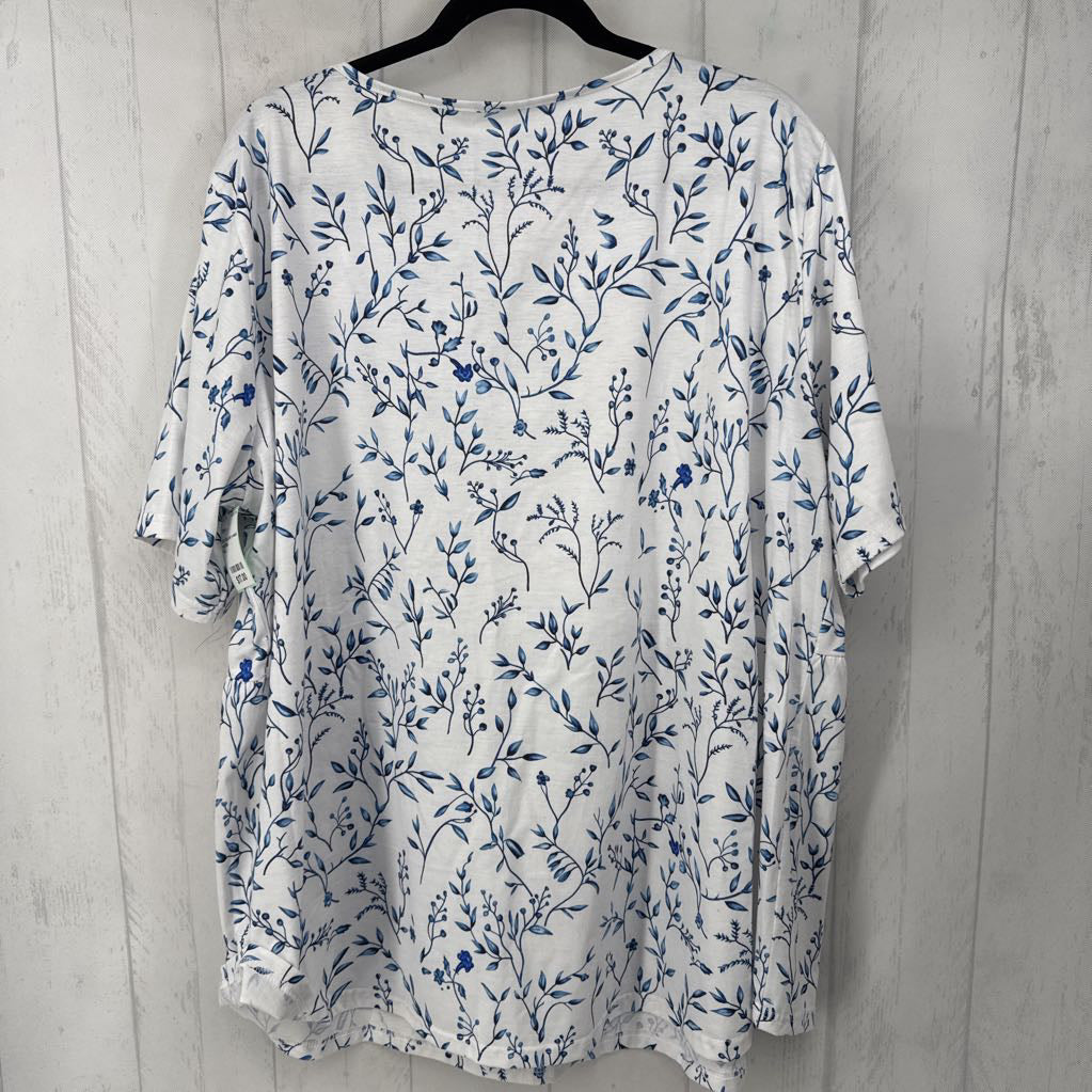 4XL flo print v-neck s/s peplum top