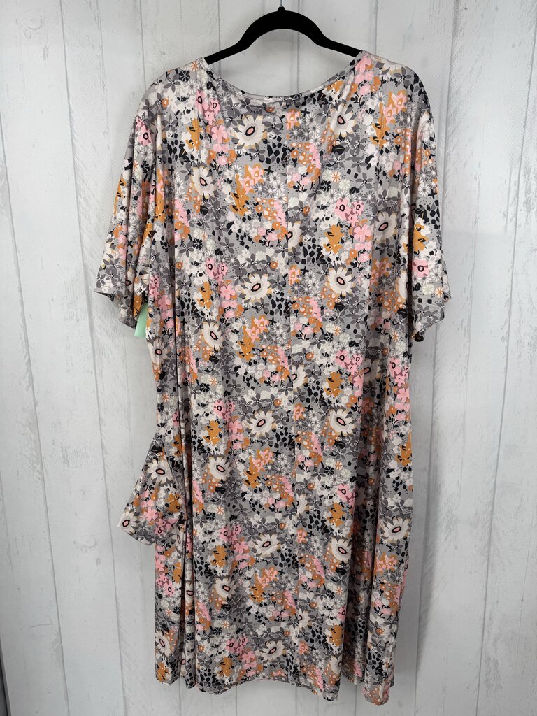 4XL flo print scoop neck s/s dress