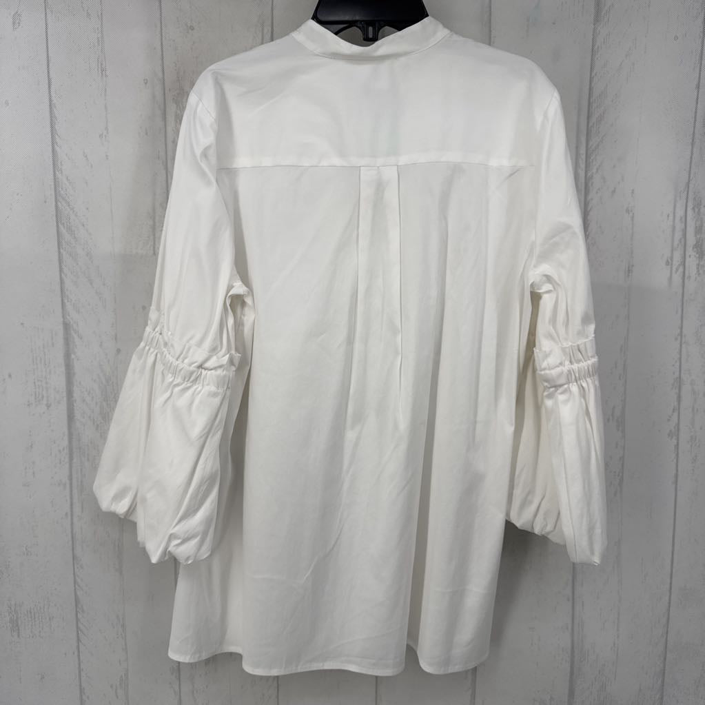 S/M split neck ruched 3/4 slv top