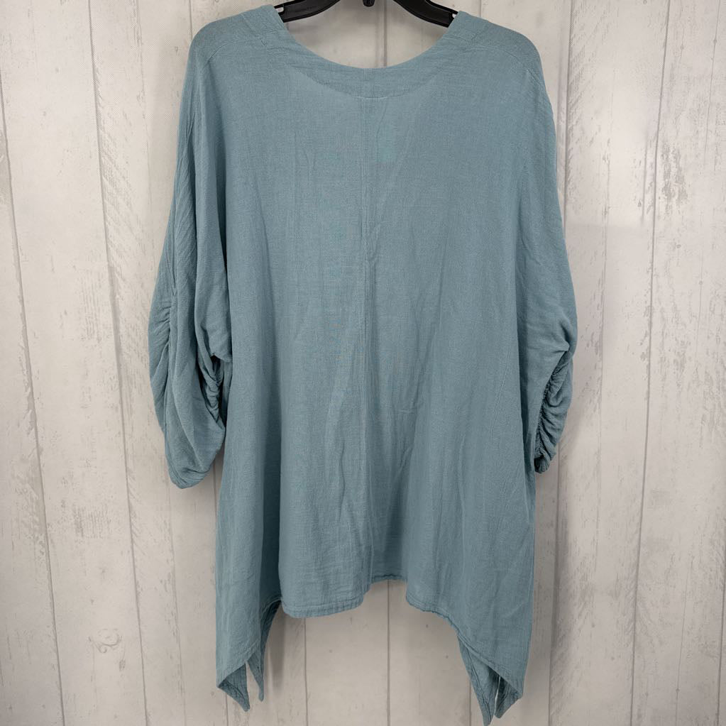 2x ruched slv gauxe top