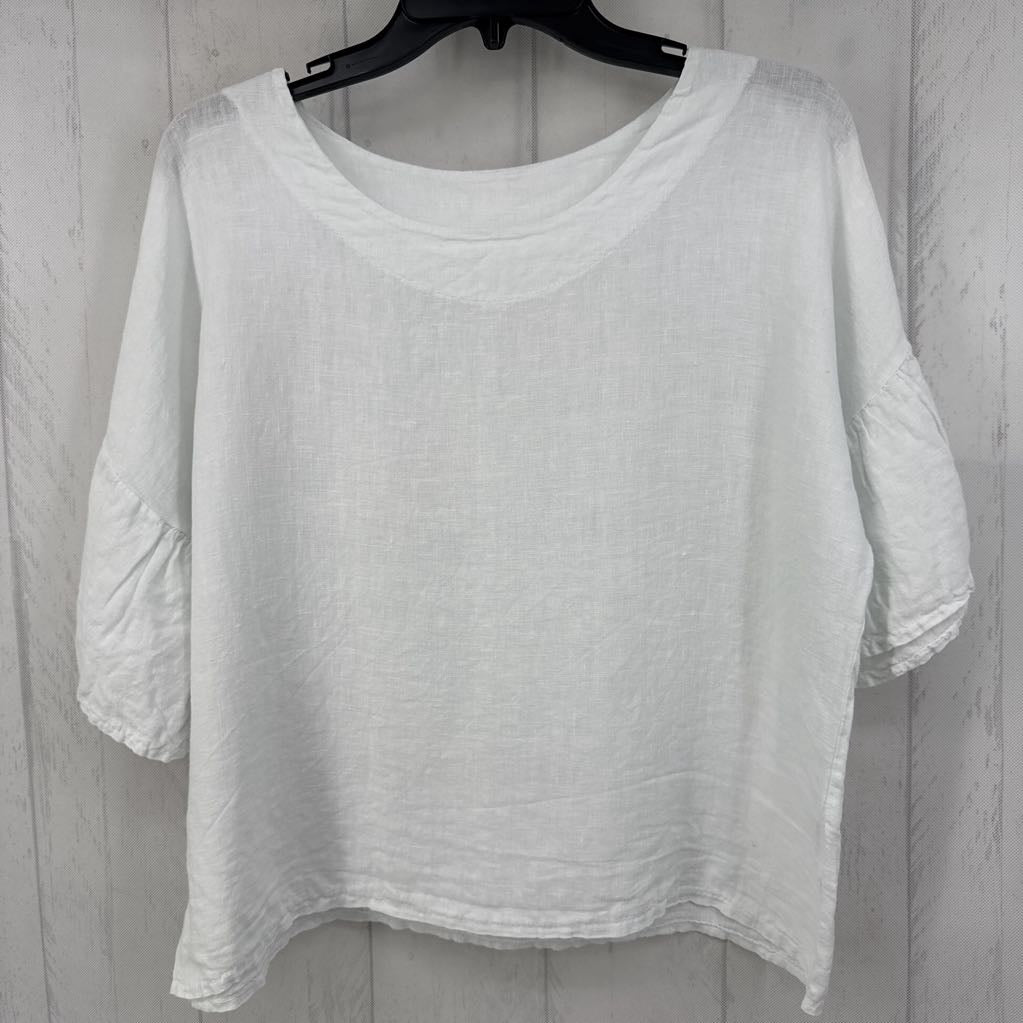 M linen flare slv top